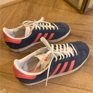 adidas gazelle blue and pink shoes
